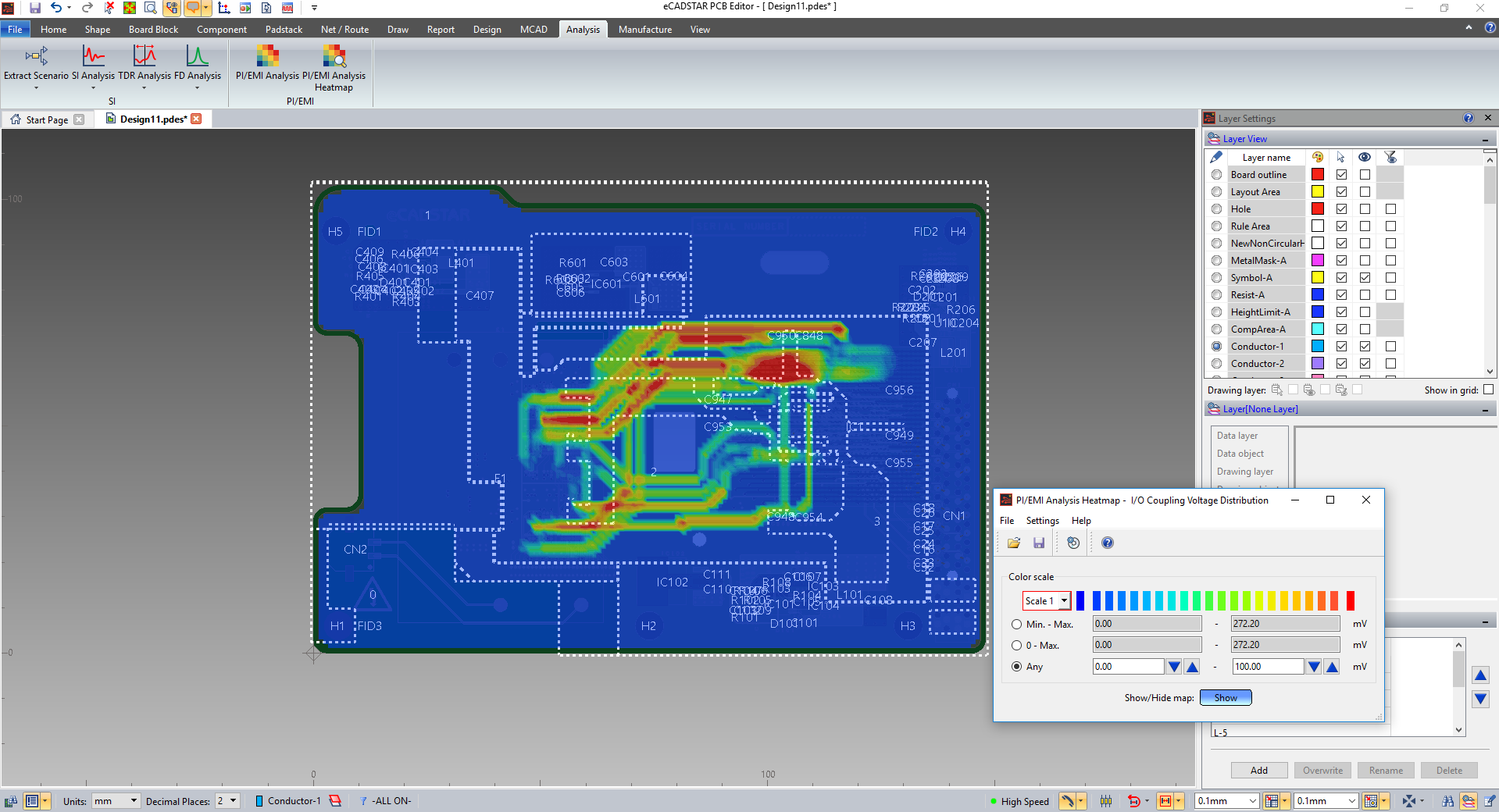 PCB CAD software includes signal integrity, power integrity, IBIS-AMI simulation capabilities