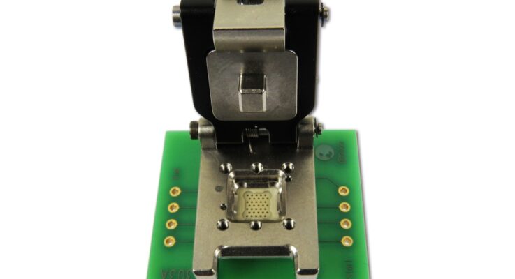 Stamped spring pin socket features no solder PCB mount
