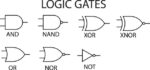 What are the seven basic logic gates in integrated circuits?